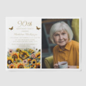 ひまわり蝶ウィメンズ90誕生日 ベラム紙招待状 (正面)