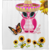 ひまわり蝶フクロウ（昆虫）マルハナバチシャワーカーテン シャワーカーテン (正面)