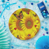 ひまわり蝶レディーバグペーパープレート ペーパープレート (パーティー)