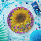 ひまわり蝶紙プレート ペーパープレート (パーティー)