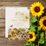 ひまわり蝶80th誕生日パーティー 招待状<br><div class="desc">ひまエレガントの花と蝶の女性の80th誕生日パーティーの招待。お客様連絡のカスタマイズに関するサポートを受けたり、お客様のパーティーに対してZazzle製品の追加のマッチングまたは調整を要求したりするために</div>