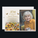 ひまわり蝶80th Birthday Party写真 招待状<br><div class="desc">ひまエレガントの花と蝶の女性の80th誕生日パーティーの写真の招待。お客様連絡のカスタマイズに関するサポートを受けたり、お客様のパーティーに対してZazzle製品の追加のマッチングまたは調整を要求したりするために</div>