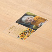 ひまわり蝶90th Birthday Party写真 アクリル招待状 (レイダウン)