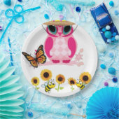 ひまわり蝶（昆虫）マルハナバチフクロウ紙プレート ペーパープレート (パーティー)