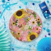 ひまわり蝶（昆虫）マルハナバチ紙プレート ペーパープレート (パーティー)