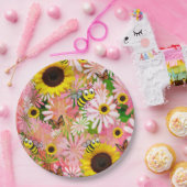 ひまわり蝶（昆虫）マルハナバチ紙プレート ペーパープレート (パーティー)