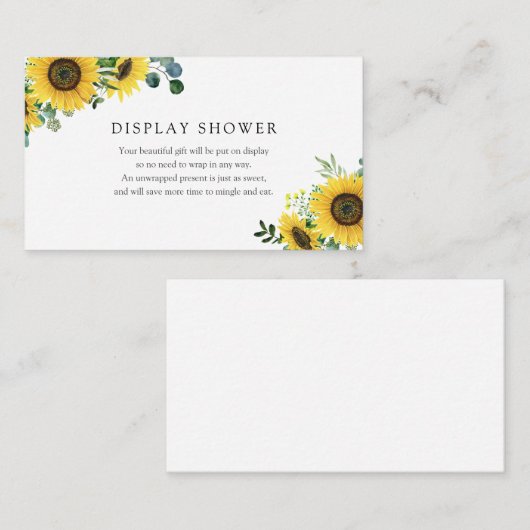 ひまわり表示赤ちゃんシャワー挿入カード エンクロージャーカード (正面/裏面)