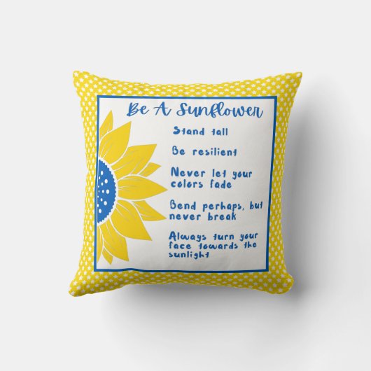 ひまわり言葉であるアートウクライナの色 クッション (裏面)