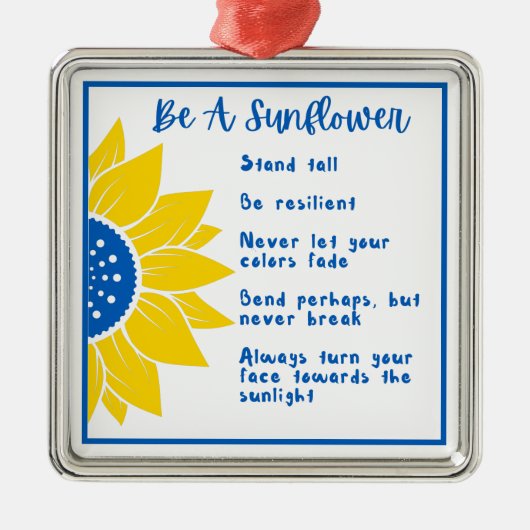 ひまわり言葉であるアートウクライナの色 メタルオーナメント (正面)