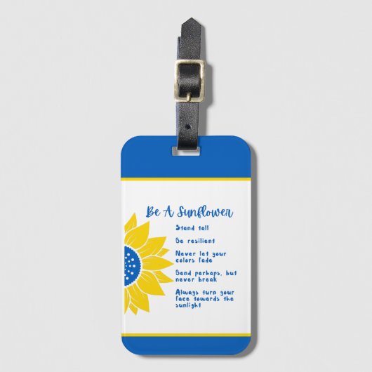 ひまわり言葉であるアートウクライナの色 ラゲッジタグ (正面縦)
