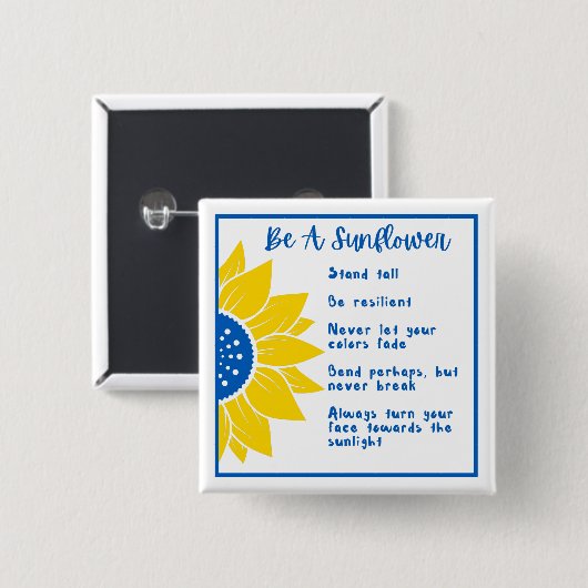 ひまわり言葉であるアートウクライナの色 缶バッジ (正面&裏面)