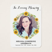 ひまわり記念写真葬式祈りの言葉カード (正面)