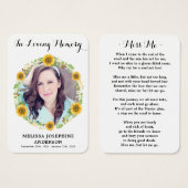 ひまわり記念写真葬式祈りの言葉カード (正面&裏面)