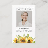 ひまわり記念写真葬式祈りの言葉カード 名刺 (正面)