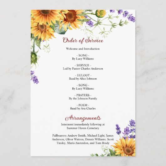 ひまわり記念葬祭令 プログラム (裏面)