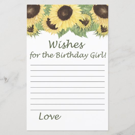 ひまわり誕生日の女の子を願う (正面)