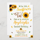 ひまわり誕生日の招待状2nd誕生日 招待状 (正面/裏面)