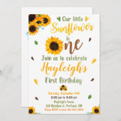ひまわり誕生日の招待1st最初の誕生日 招待状 (正面/裏面)