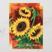 ひまわり誕生日カード絵画-'s (正面/裏面)