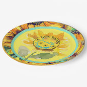 ひまわり誕生日ガールイエローブラック ペーパープレート (アングル)