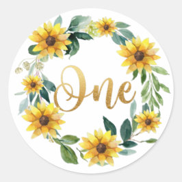 ひまわり誕生日ステッカー、第1誕生日ステッカー ラウンドシール