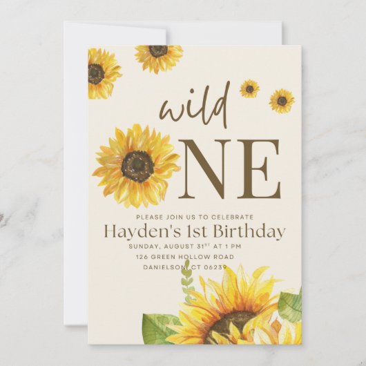 ひまわり誕生日パーティーへの招待 招待状 (正面)