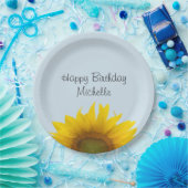 ひまわり誕生日パーティーブルーフローラ紙プレート ペーパープレート (パーティー)