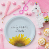 ひまわり誕生日パーティーブルーフローラ紙プレート ペーパープレート (パーティー)