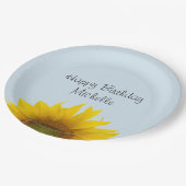 ひまわり誕生日パーティーブルーフローラ紙プレート ペーパープレート (アングル)