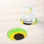 ひまわり誕生日パーティー ラウンドペーパーコースター (インサイチュ)