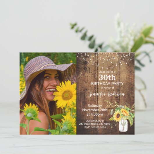 ひまわり誕生日招待状 招待状 (スタンド正面)
