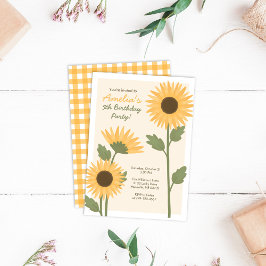 ひまわり誕生日招待状for Girl'sパーティー 招待状