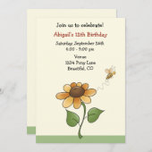 ひまわり誕生日招待状for Girls 招待状 (正面/裏面)