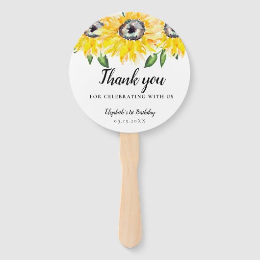 ひまわり誕生日第1ワン水彩フローラ第1位 ハンドファン (正面)