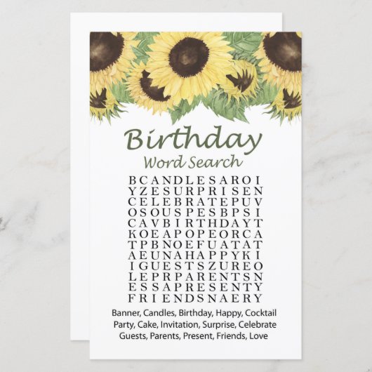 ひまわり誕生日語検索ゲーム (正面/裏面)