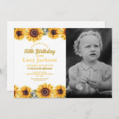 ひまわり誕生日50thフローラフォトウーメン 招待状 (正面/裏面)