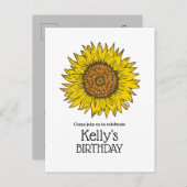 ひまわり誕生日、招待はがき インビテーションポストカード (正面/裏面)