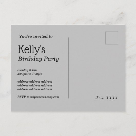 ひまわり誕生日、招待はがき インビテーションポストカード (裏面)