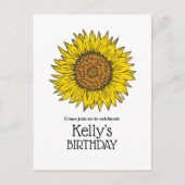 ひまわり誕生日、招待はがき インビテーションポストカード (正面)