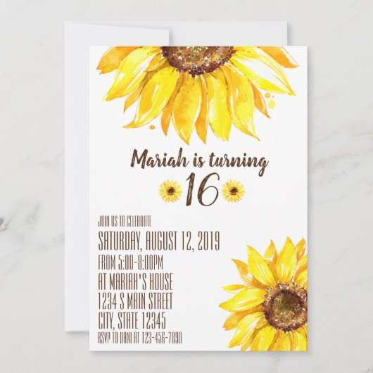 ひまわり誕生日 招待状 (正面)