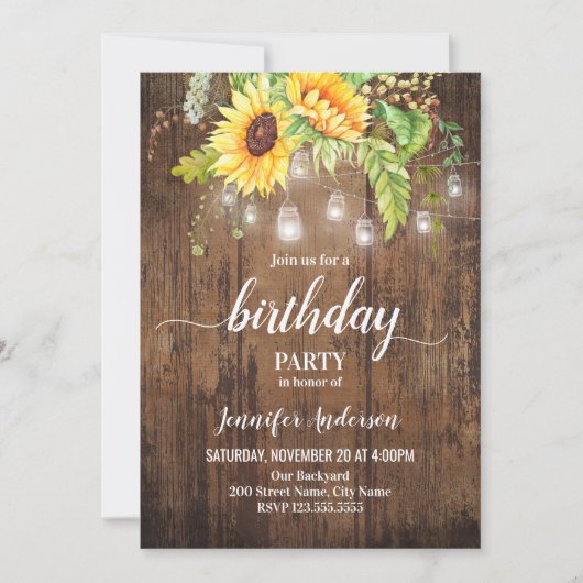 ひまわり誕生日 招待状 (正面)