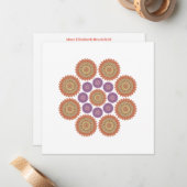 ひまわり調和ノートカード(オレンジと紫) ノートカード (正面/裏面インサイチュ)