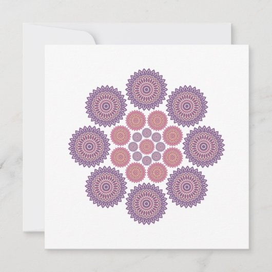 ひまわり調和ノートカードinバイオレットとバラ ノートカード (正面)