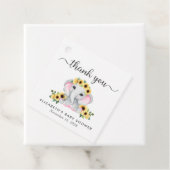 ひまわり象の赤ちゃん女の子シャワーありがとう フェイバータグ (インサイチュ)