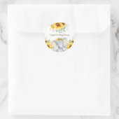 ひまわり象サマー誕生日ベビーシャワー ラウンドシール (バッグ)