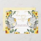 ひまわり象ツインズグリーンリーおむつラッフル エンクロージャーカード (正面/裏面)