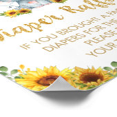 ひまわり象ベビーシャワーおむつラッフルサイン ポスター (角)