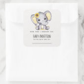 ひまわり象ベビーシャワー蔵書票 スクエアシール (バッグ)