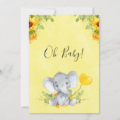 ひまわり象男女兼用の赤ちゃんシャワー 招待状 (裏面)