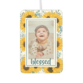 ひまわり賛美の家族の子供の写真 カーエアーフレッシュナー (正面)